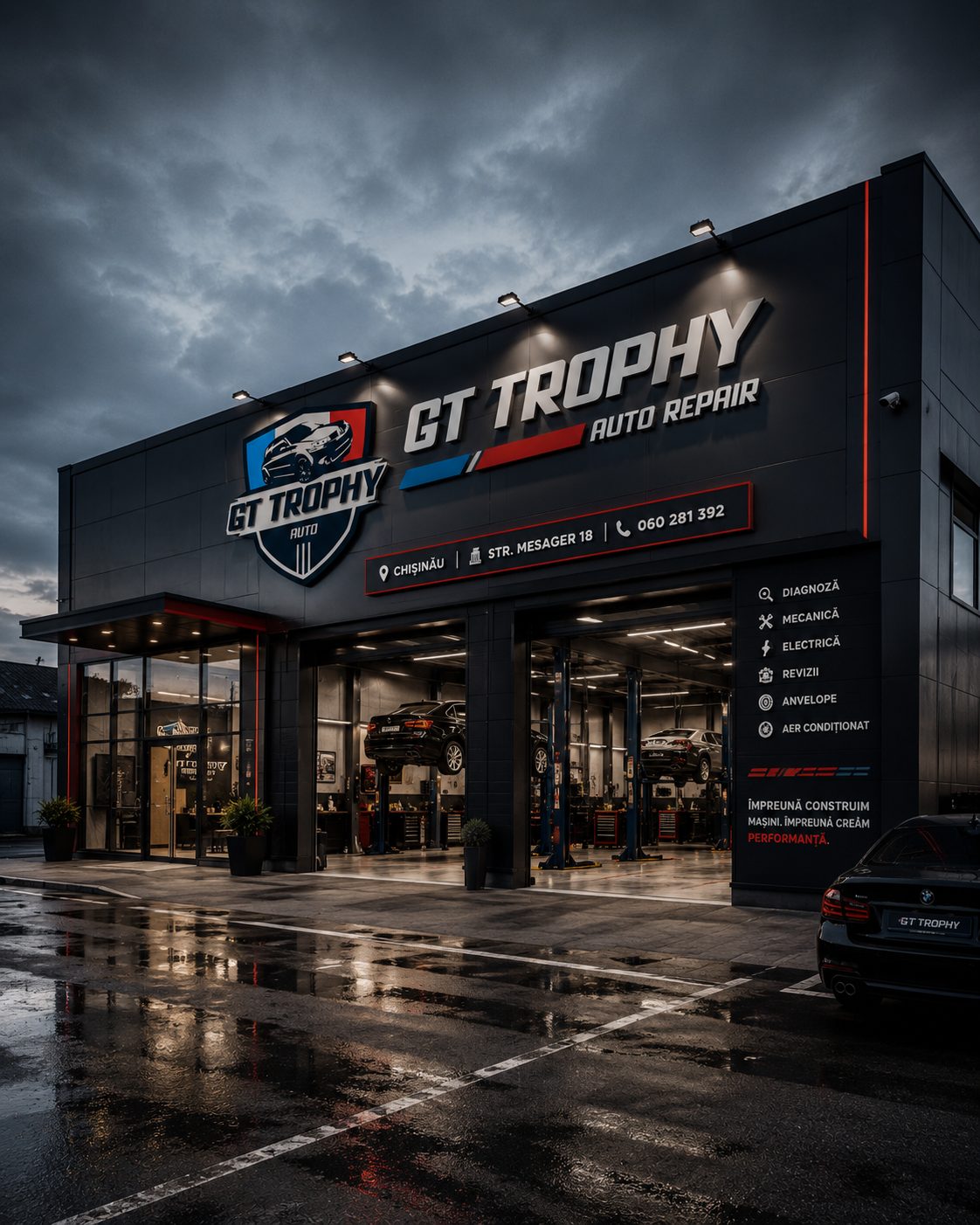 Fațada GT Trophy Auto Repair - Str. Mesager 18, Chișinău